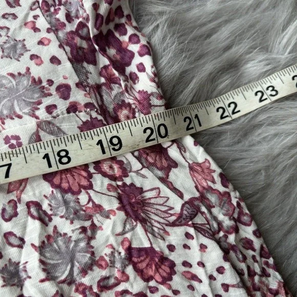 RXB Blouse Sz XL Cream Pink Floral Scoop Neck Short Flutter Sleeve Top Summer - Picture 7 of 8